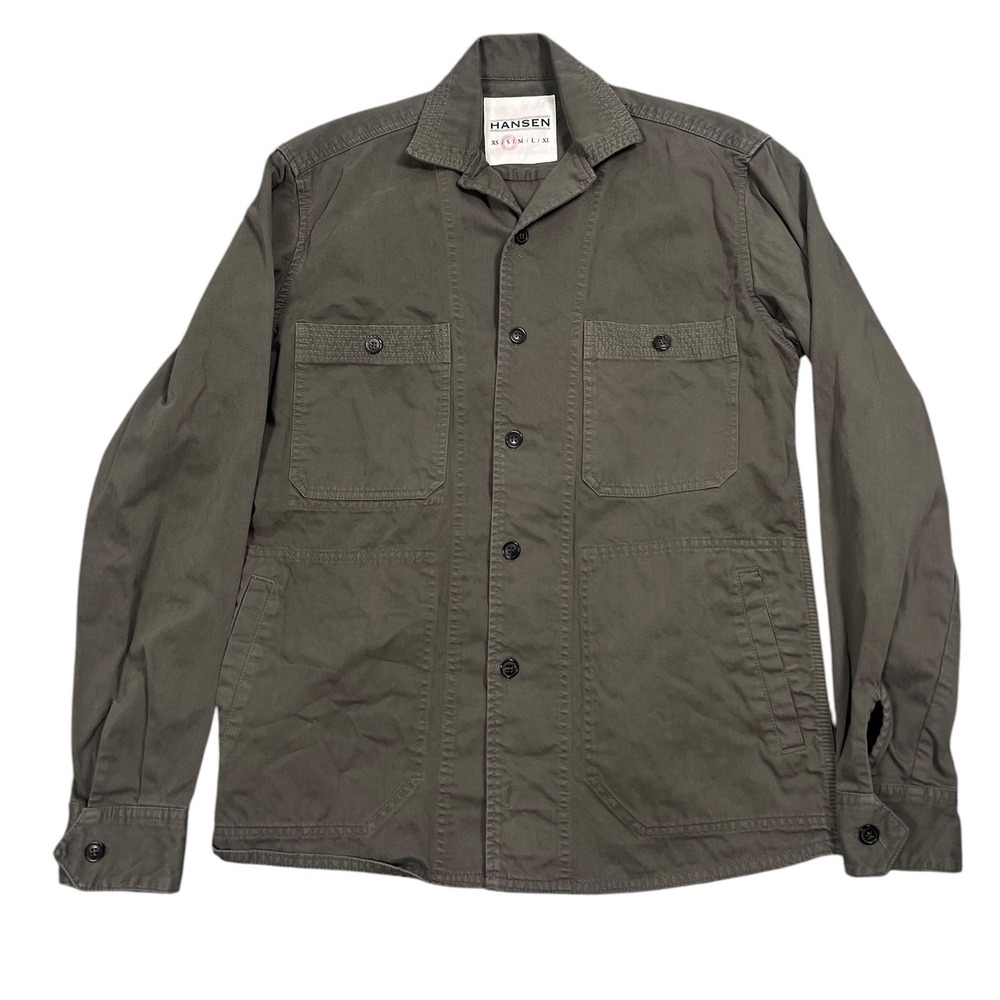 Hansen Garments Sunny Shirt Jacket Mens Small Gray Green Cotton Button Up